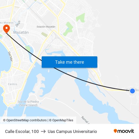 Calle Escolar, 100 to Uas Campus Universitario map