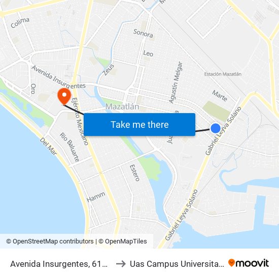 Avenida Insurgentes, 6101c to Uas Campus Universitario map