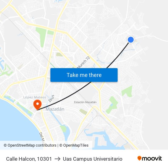 Calle Halcon, 10301 to Uas Campus Universitario map