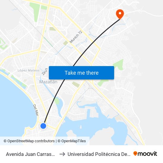 Avenida Juan Carrasco, 527 to Universidad Politécnica De Sinaloa map