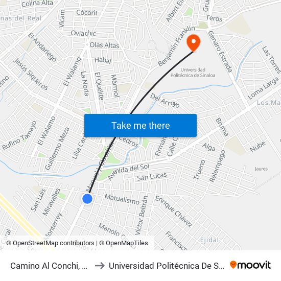 Camino Al Conchi, 4445 to Universidad Politécnica De Sinaloa map