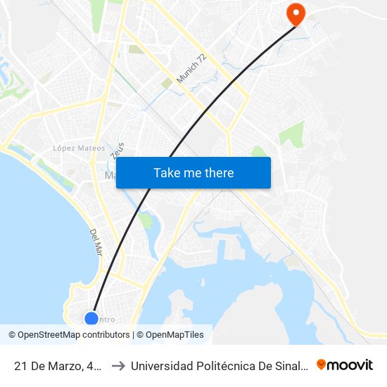 21 De Marzo, 418 to Universidad Politécnica De Sinaloa map
