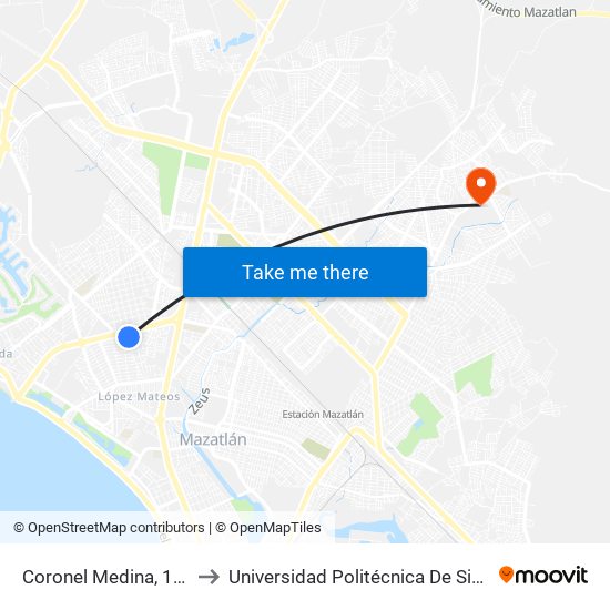 Coronel Medina, 1107 to Universidad Politécnica De Sinaloa map