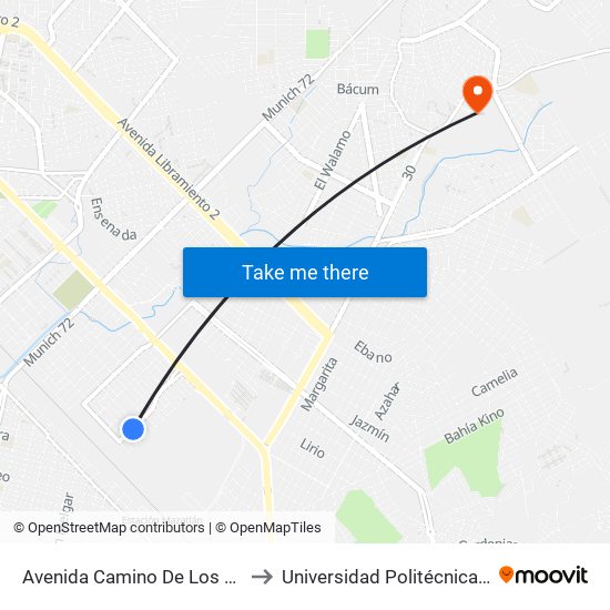 Avenida Camino De Los Reyes, 3106 to Universidad Politécnica De Sinaloa map