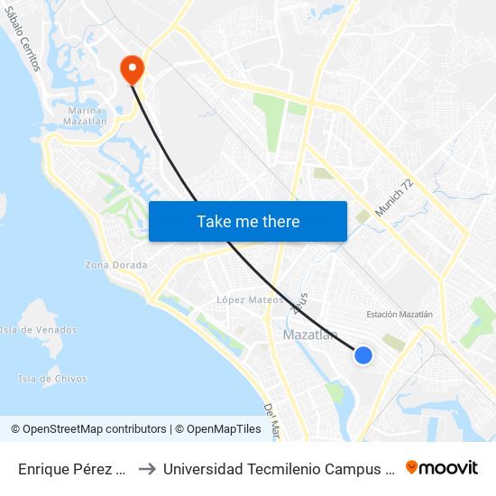 Enrique Pérez Arce, 2715 to Universidad Tecmilenio Campus Mazatlán La Marina map