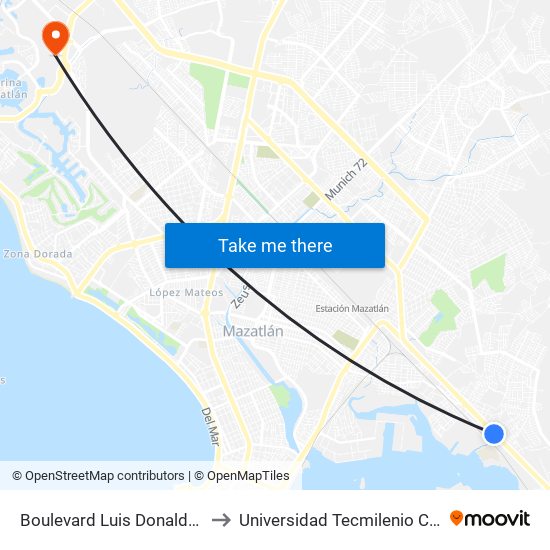 Boulevard Luis Donaldo Colosio Murrieta, 9881 to Universidad Tecmilenio Campus Mazatlán La Marina map