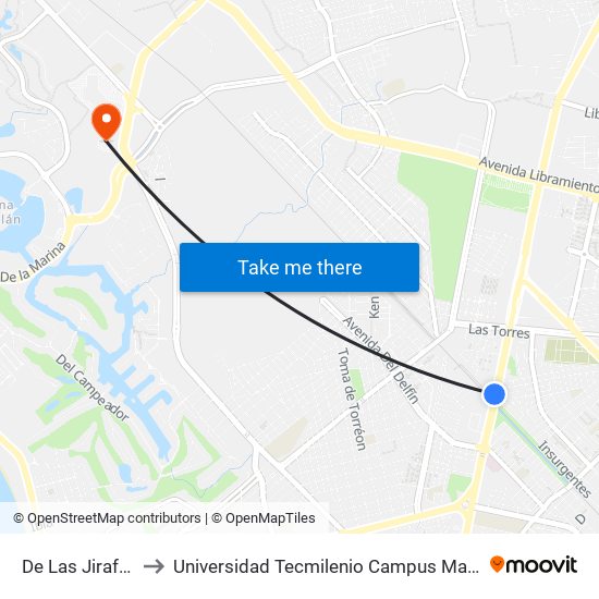 De Las Jirafas, 512 to Universidad Tecmilenio Campus Mazatlán La Marina map