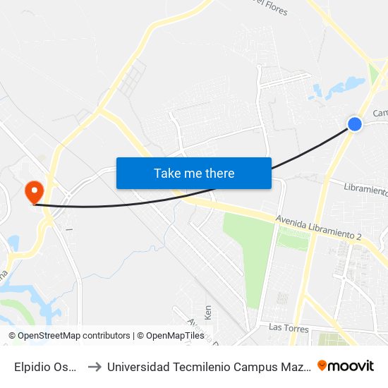 Elpidio Osuna, 24 to Universidad Tecmilenio Campus Mazatlán La Marina map