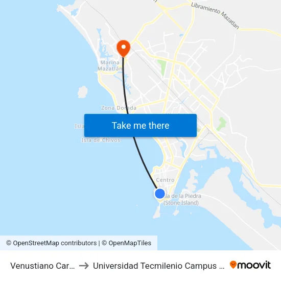 Venustiano Carranza, 75b to Universidad Tecmilenio Campus Mazatlán La Marina map
