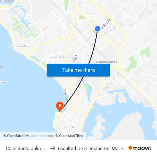 Calle Santa Julia, 108 to Facultad De Ciencias Del Mar - Uas map