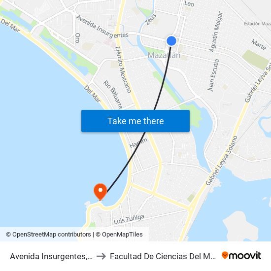 Avenida Insurgentes, 4245 to Facultad De Ciencias Del Mar - Uas map