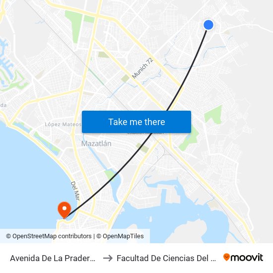 Avenida De La Pradera, 18304 to Facultad De Ciencias Del Mar - Uas map