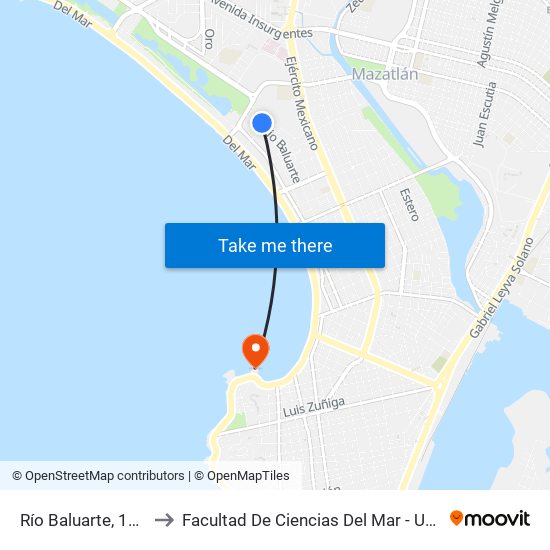 Río Baluarte, 116 to Facultad De Ciencias Del Mar - Uas map