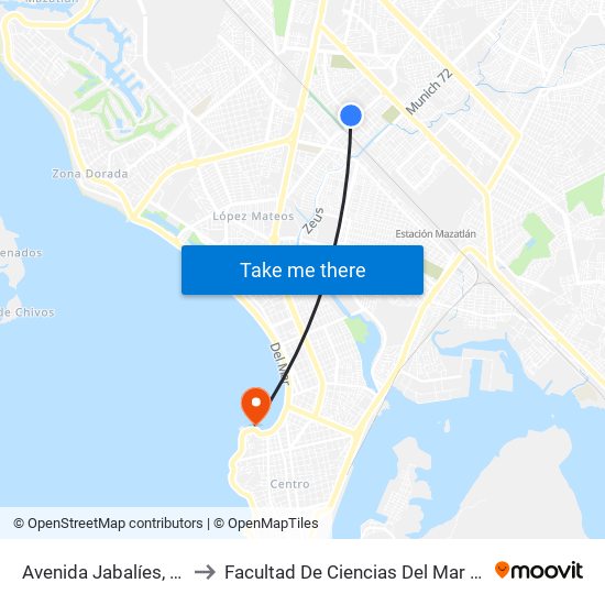 Avenida Jabalíes, 202 to Facultad De Ciencias Del Mar - Uas map