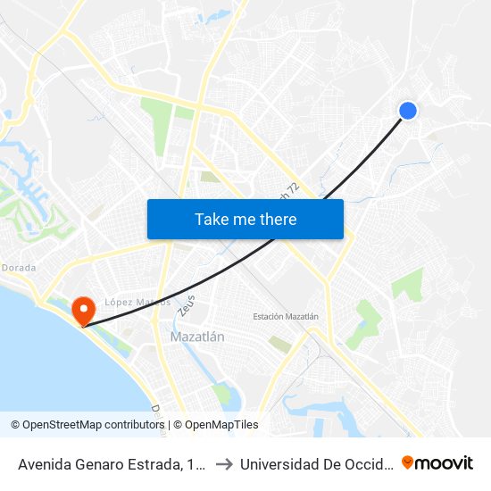 Avenida Genaro Estrada, 18437 to Universidad De Occidente map