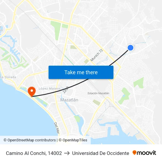 Camino Al Conchi, 14002 to Universidad De Occidente map