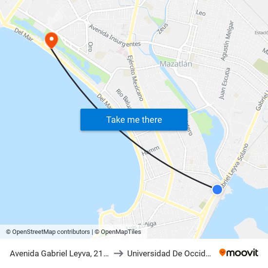 Avenida Gabriel Leyva, 2116a to Universidad De Occidente map