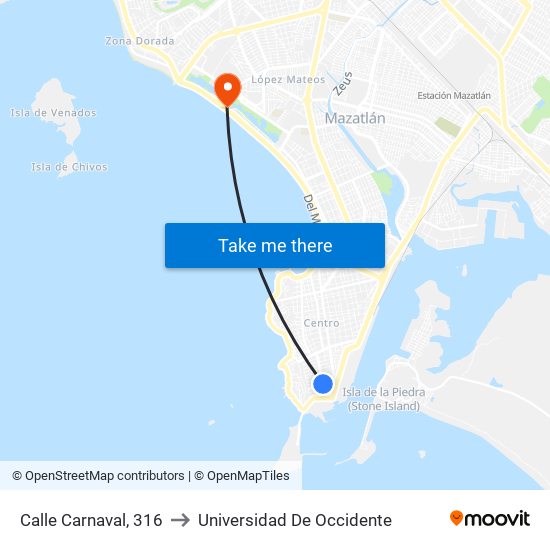 Calle Carnaval, 316 to Universidad De Occidente map