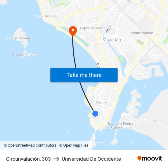 Circunvalación, 303 to Universidad De Occidente map