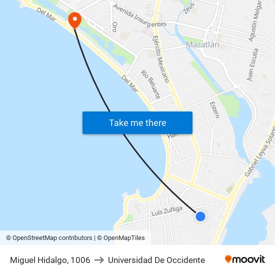 Miguel Hidalgo, 1006 to Universidad De Occidente map