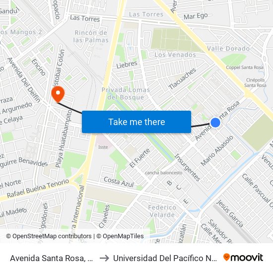 Avenida Santa Rosa, 334 to Universidad Del Pacífico Norte map