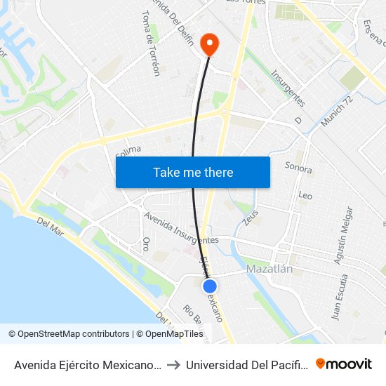 Avenida Ejército Mexicano, 108(372 to Universidad Del Pacífico Norte map