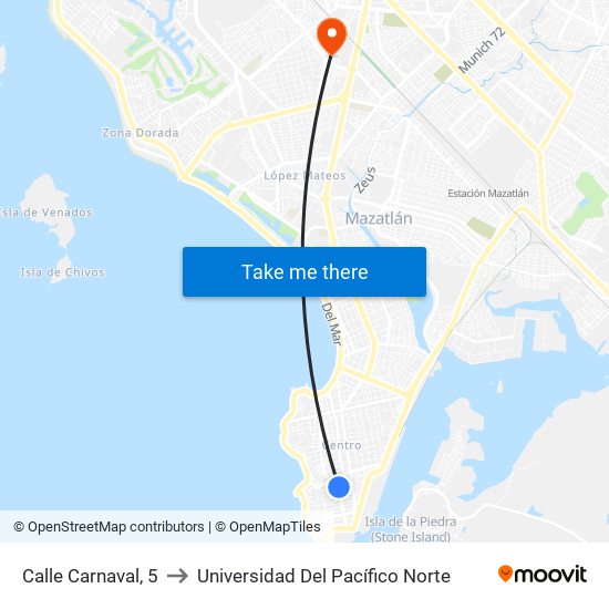Calle Carnaval, 5 to Universidad Del Pacífico Norte map