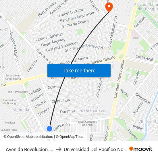 Avenida Revolución, 30 to Universidad Del Pacífico Norte map