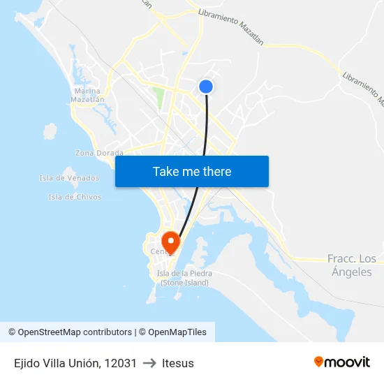 Ejido Villa Unión, 12031 to Itesus map