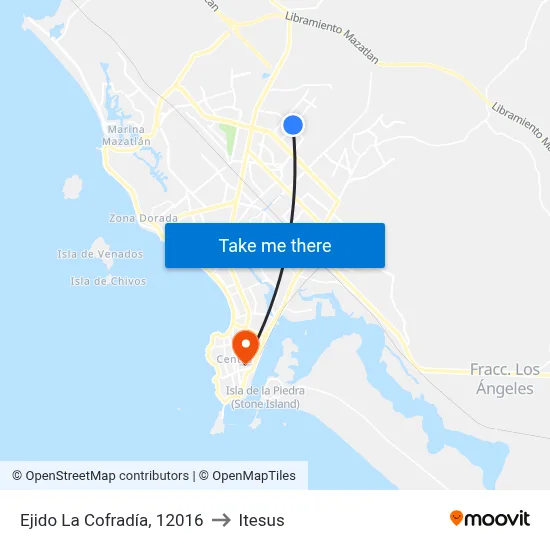 Ejido La Cofradía, 12016 to Itesus map