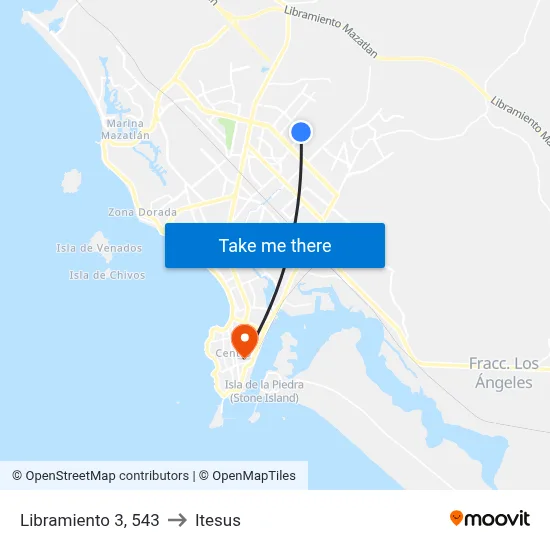 Libramiento 3, 543 to Itesus map