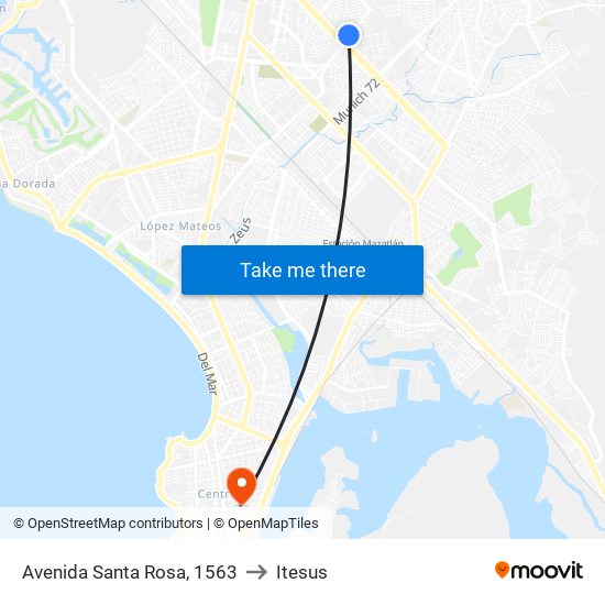 Avenida Santa Rosa, 1563 to Itesus map