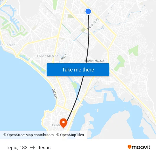 Tepic, 183 to Itesus map