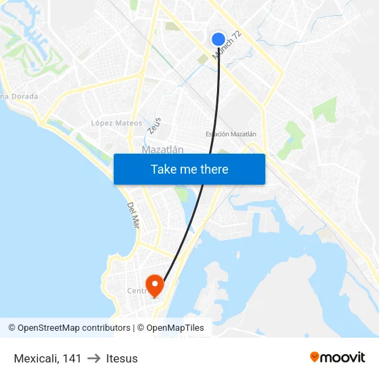 Mexicali, 141 to Itesus map