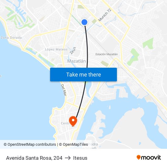 Avenida Santa Rosa, 204 to Itesus map