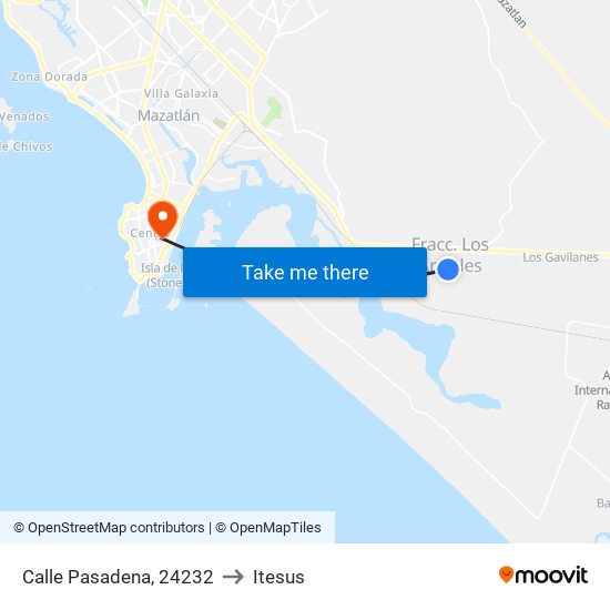 Calle Pasadena, 24232 to Itesus map