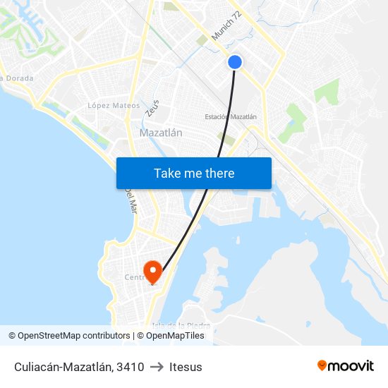 Culiacán-Mazatlán, 3410 to Itesus map