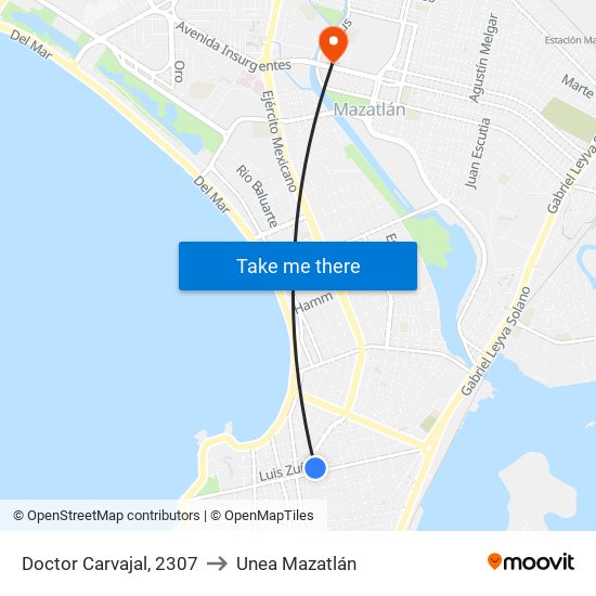 Doctor Carvajal, 2307 to Unea Mazatlán map