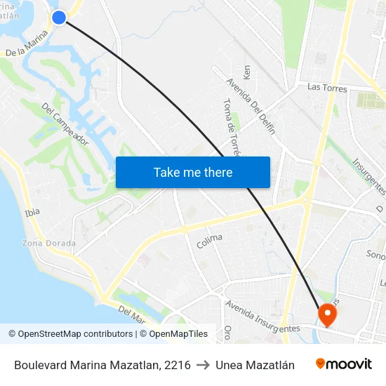 Boulevard Marina Mazatlan, 2216 to Unea Mazatlán map
