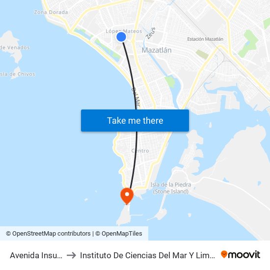 Avenida Insurgentes, 1020a to Instituto De Ciencias Del Mar Y Limnologia, Unidad Academica Mazatlan map