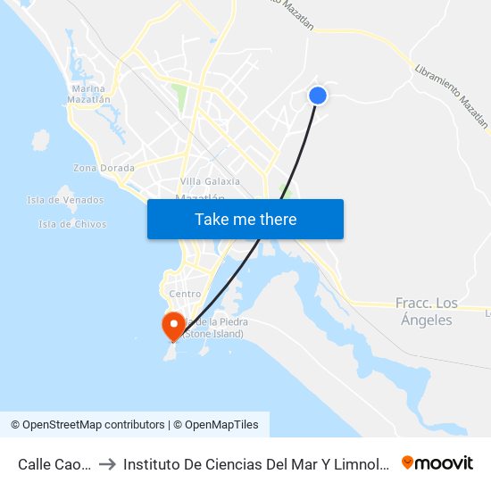 Calle Caoba, 10339 to Instituto De Ciencias Del Mar Y Limnologia, Unidad Academica Mazatlan map