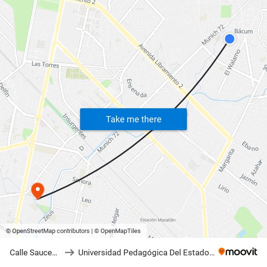 Calle Sauces, 246 to Universidad Pedagógica Del Estado De Sinaloa map