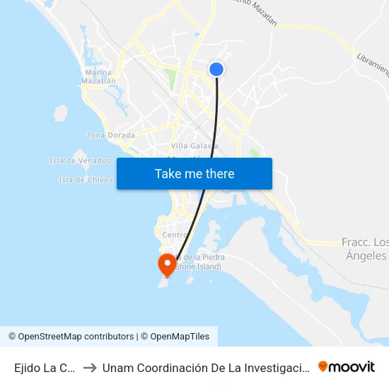 Ejido La Cofradía, 12016 to Unam Coordinación De La Investigación Científica Base De Operaciones El Puma map