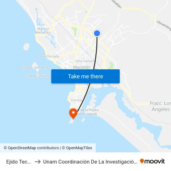 Ejido Tecualilla, 12402 to Unam Coordinación De La Investigación Científica Base De Operaciones El Puma map