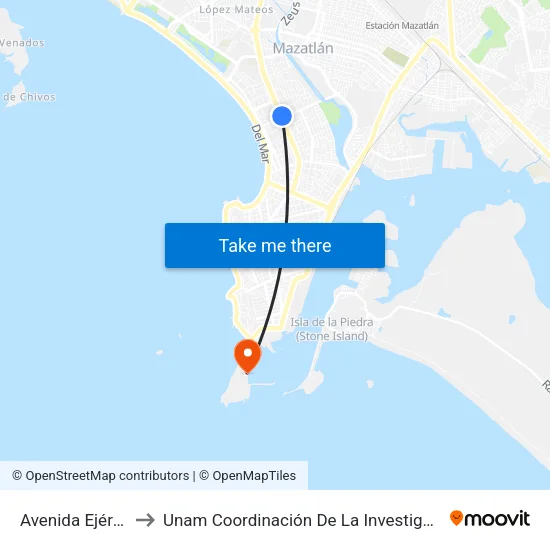 Avenida Ejército Mexicano, 998 to Unam Coordinación De La Investigación Científica Base De Operaciones El Puma map