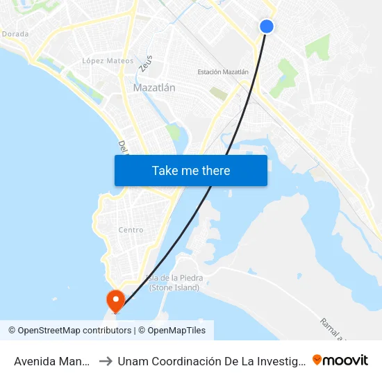 Avenida Manuel J. Clouthier, 4725 to Unam Coordinación De La Investigación Científica Base De Operaciones El Puma map