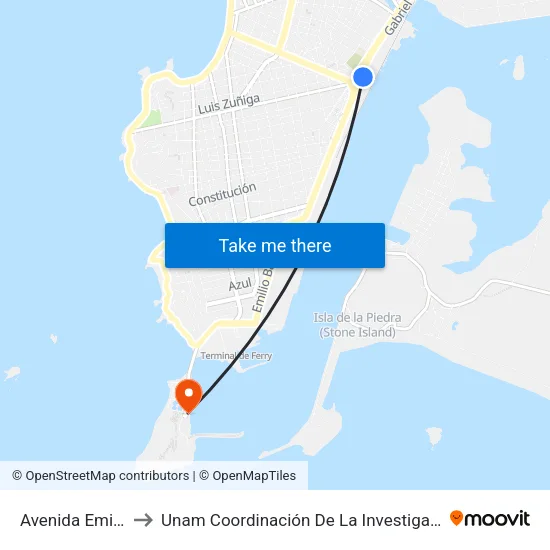 Avenida Emilio Barragán, 1040 to Unam Coordinación De La Investigación Científica Base De Operaciones El Puma map