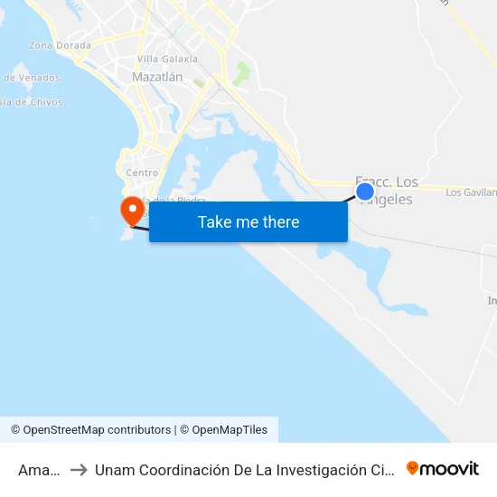 Amapa, 115 to Unam Coordinación De La Investigación Científica Base De Operaciones El Puma map