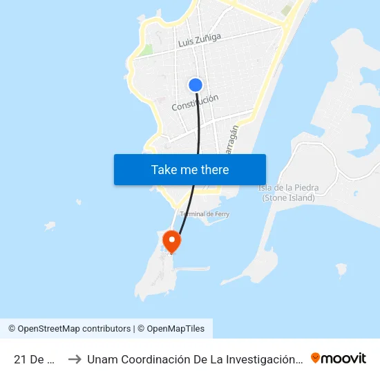 21 De Marzo, Sn-S to Unam Coordinación De La Investigación Científica Base De Operaciones El Puma map