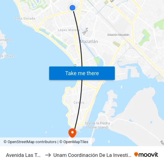 Avenida Las Torres Y O Del Delfín, 101 to Unam Coordinación De La Investigación Científica Base De Operaciones El Puma map